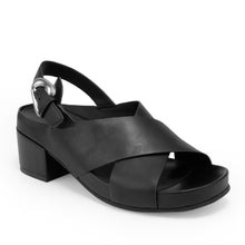 Chrystie Sandal Block Heel | Black Faux Calf