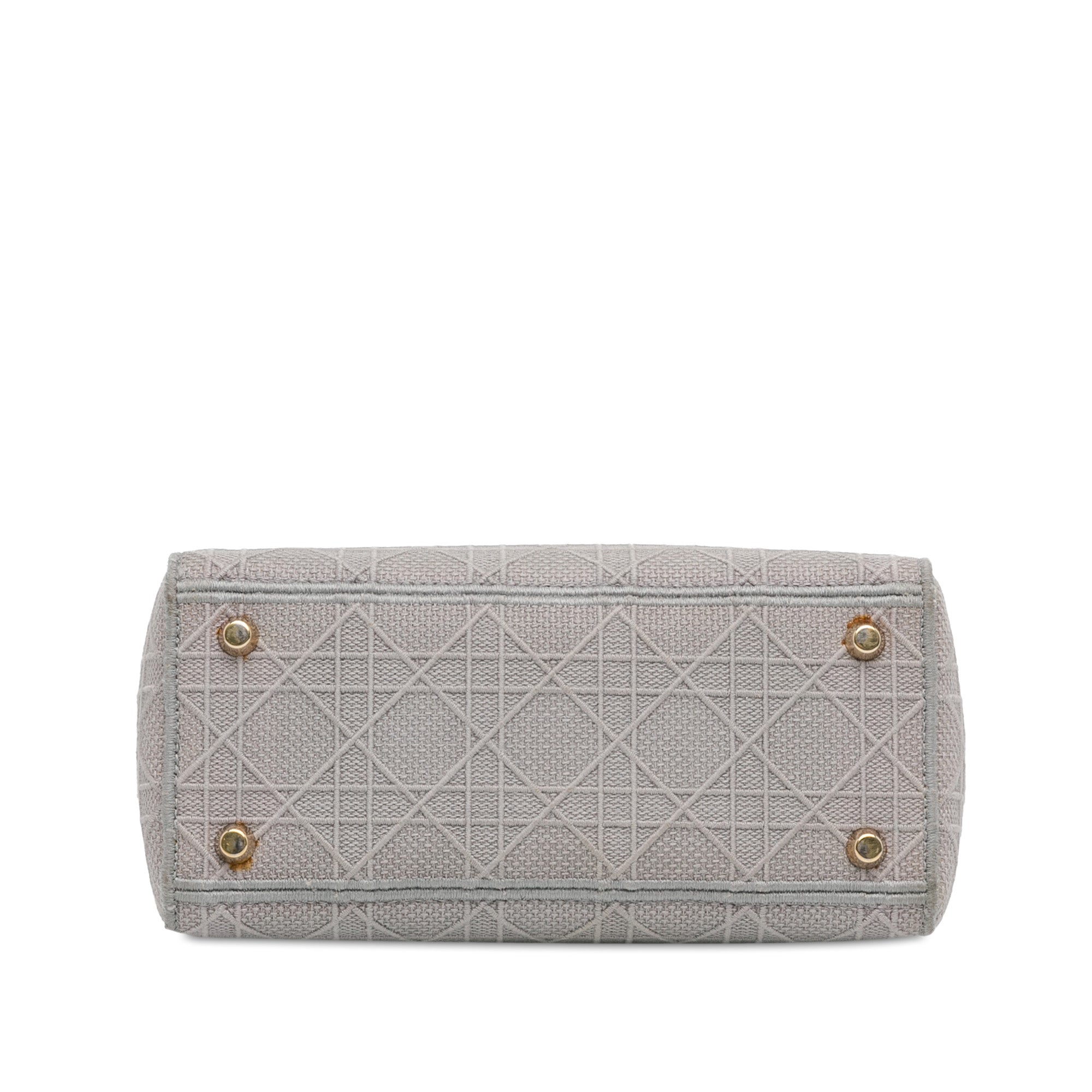 Dior | Pre-Owned Medium Canvas Cannage Lady D Lite - V | Gray/Light Gray