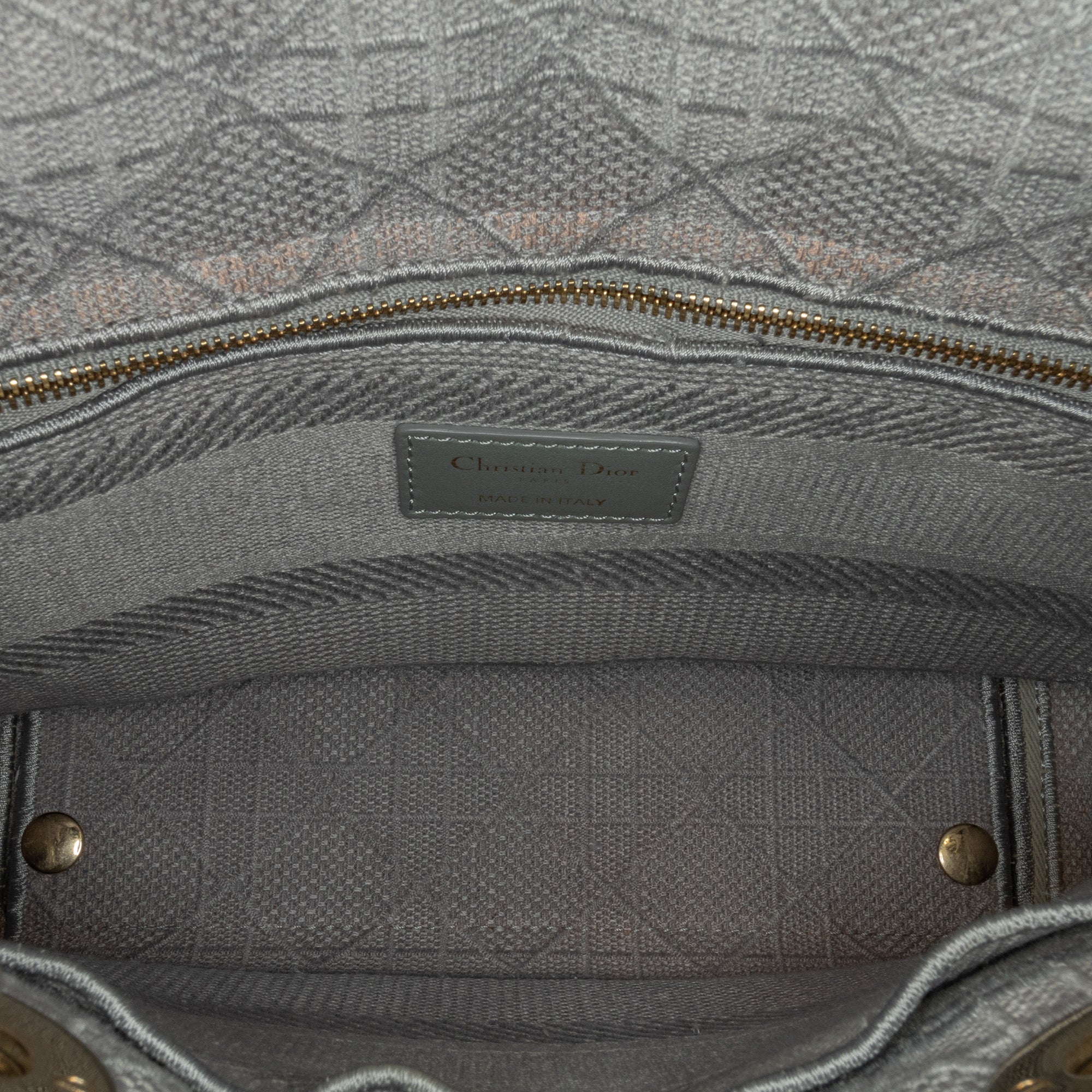 Dior | Pre-Owned Medium Canvas Cannage Lady D Lite - V | Gray/Light Gray