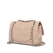 Chanel | Pre-Owned Medium Lambskin Camellia Stitched Double Flap | Pink/Light Pink