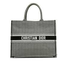 Dior | Pre-Owned Large Canvas Houndstooth Embroidered Book Tote - I | Black