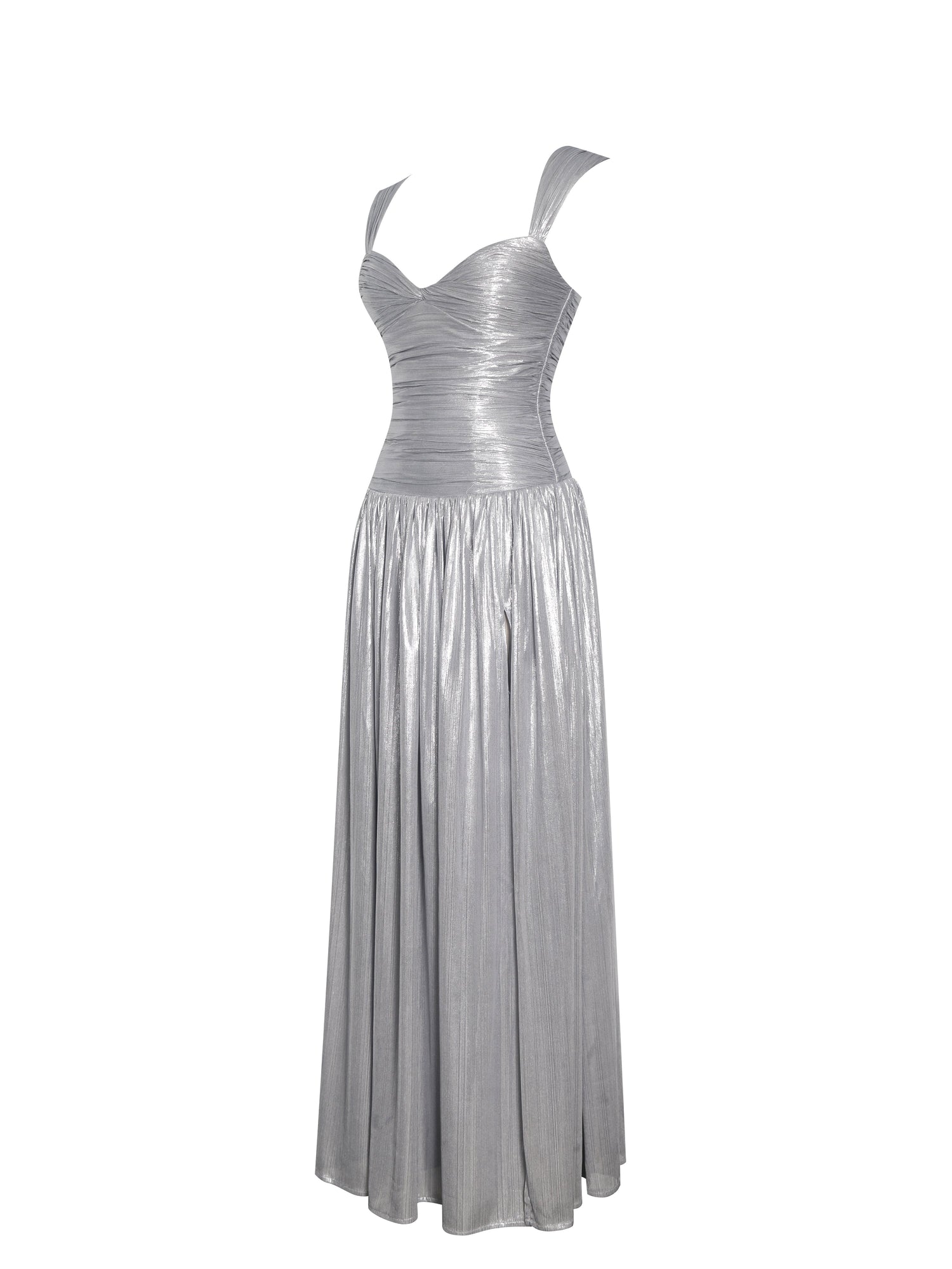 Palmer Glitter Drop Waist Maxi Dress | Silver