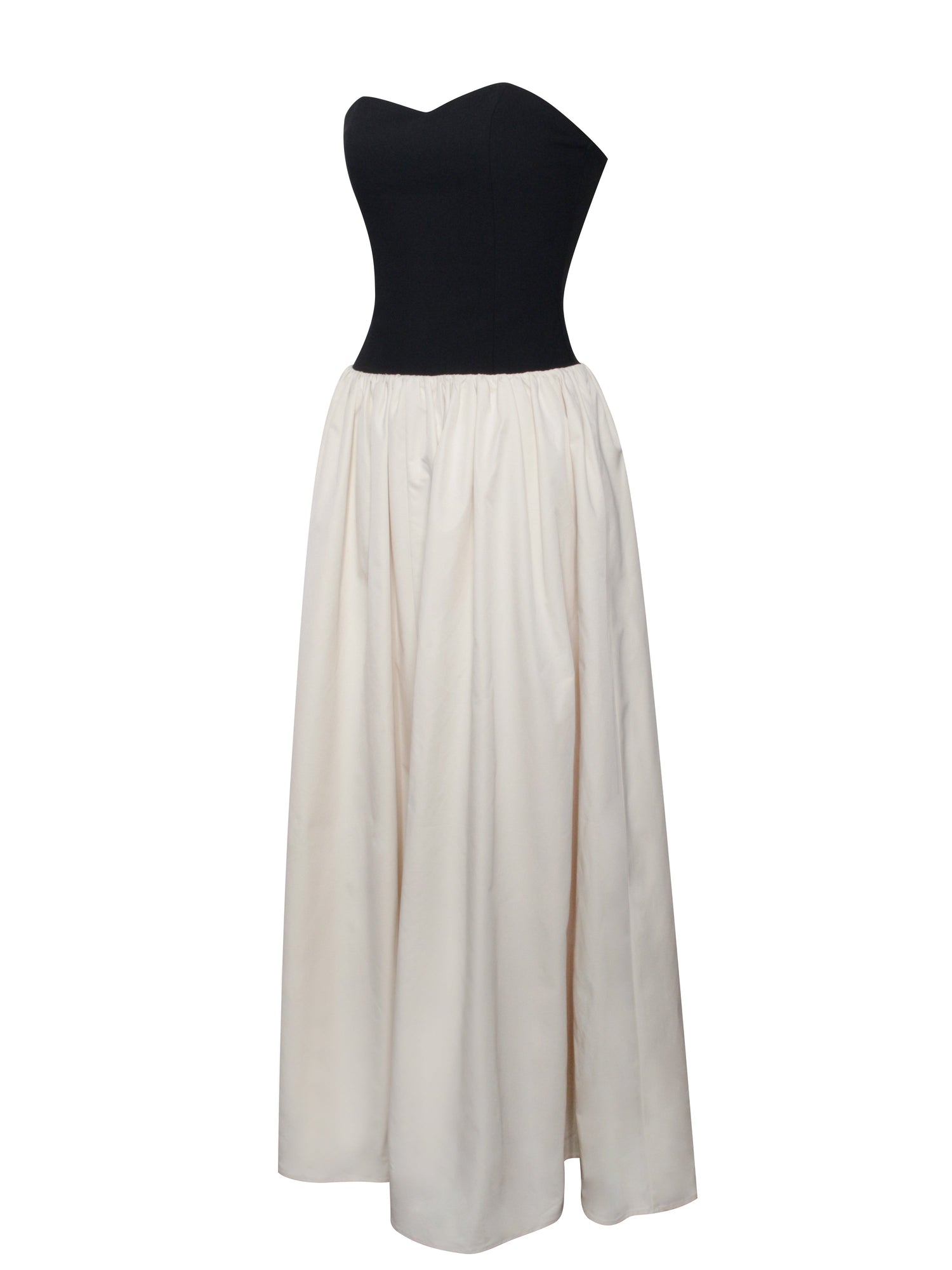 Sana Sweetheart Lace-up Back Drop Waist Maxi Dress | Black/Beige