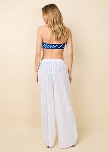 Delaney Pant Grid Eyelet Optic White - Solid & Striped