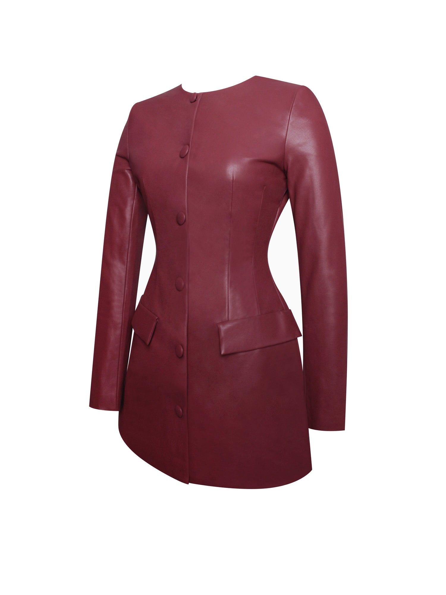 Baila Vegan Leather Blazer Mini Dress | Burgundy