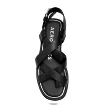 Cargo Sandal Flat | Black Faux Nappa