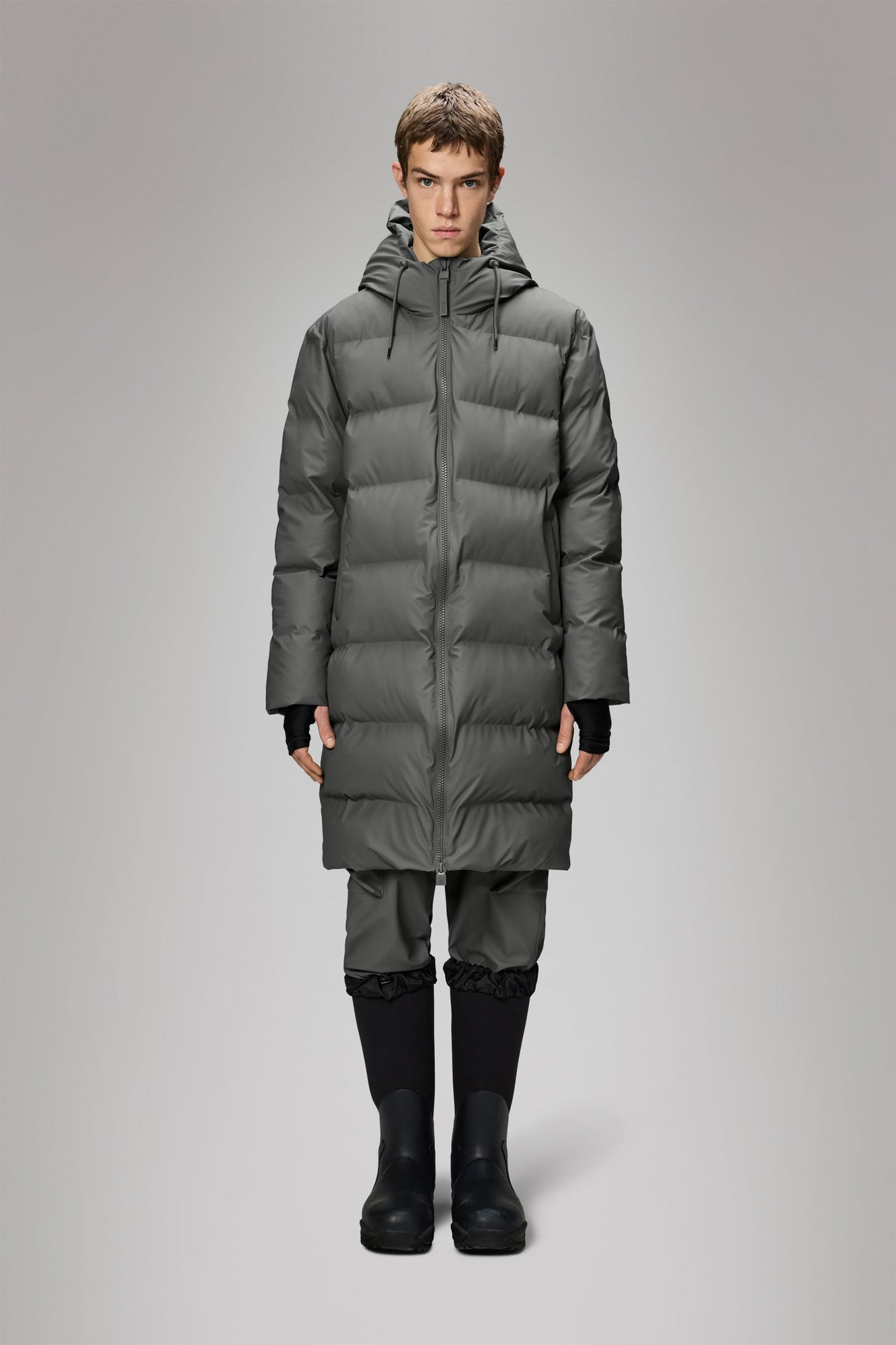 Rains Alta Longer Puffer Jacket Grey Jacket