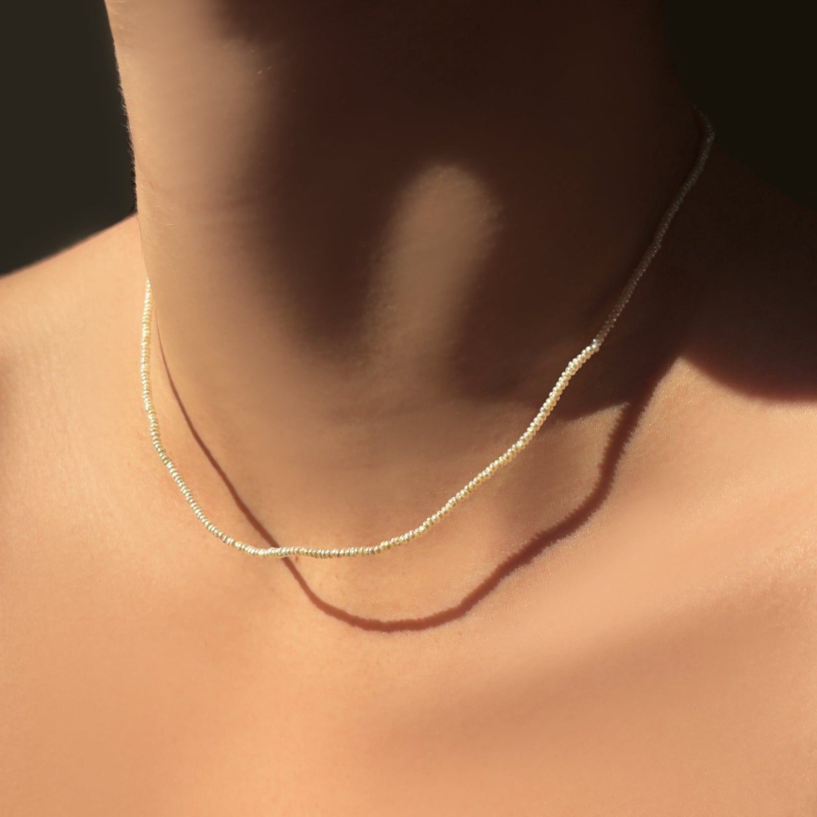 2mm slim gemstone pearl necklace