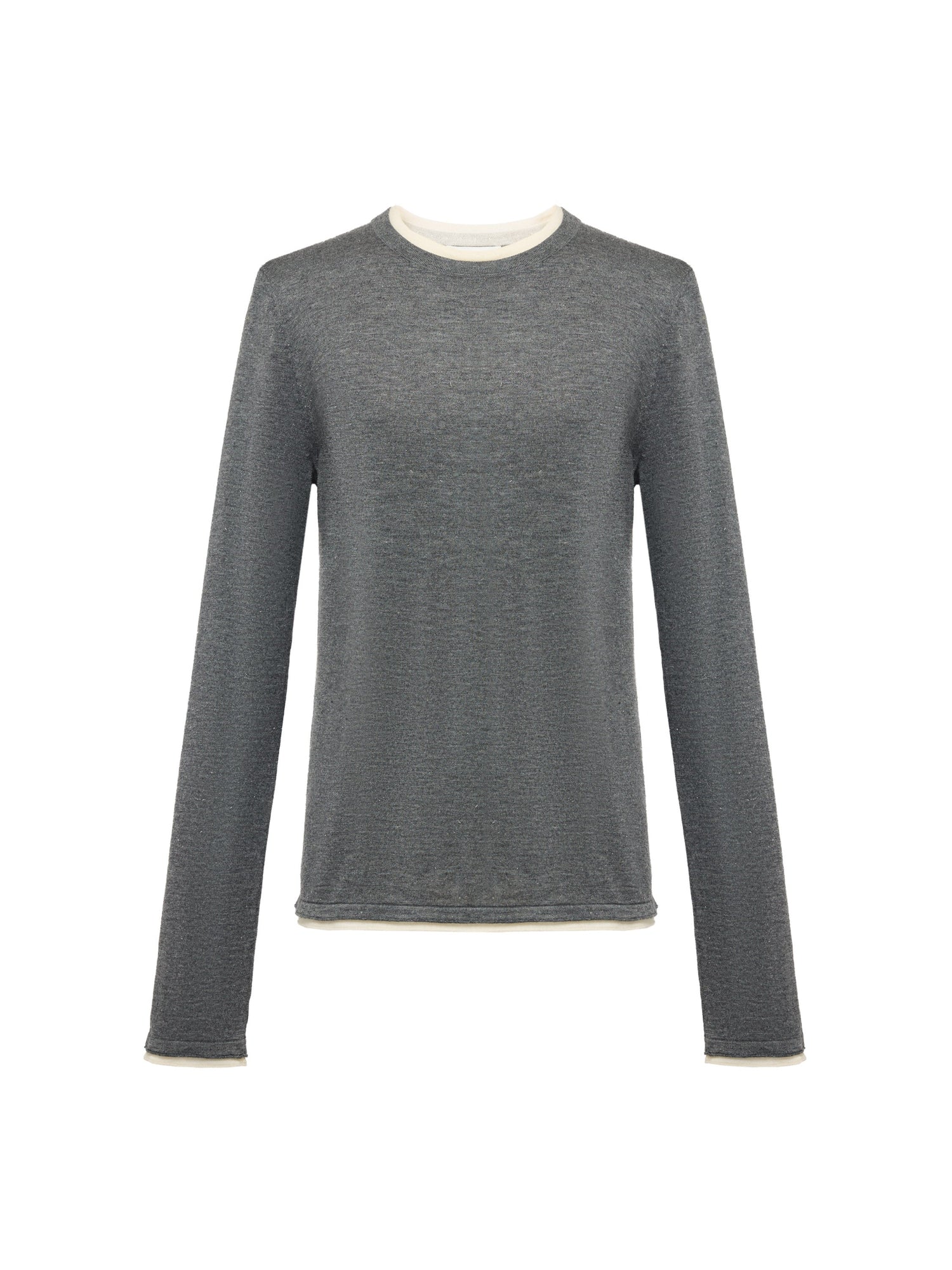 Slub Yarn Round Neck Knit Top | Grey