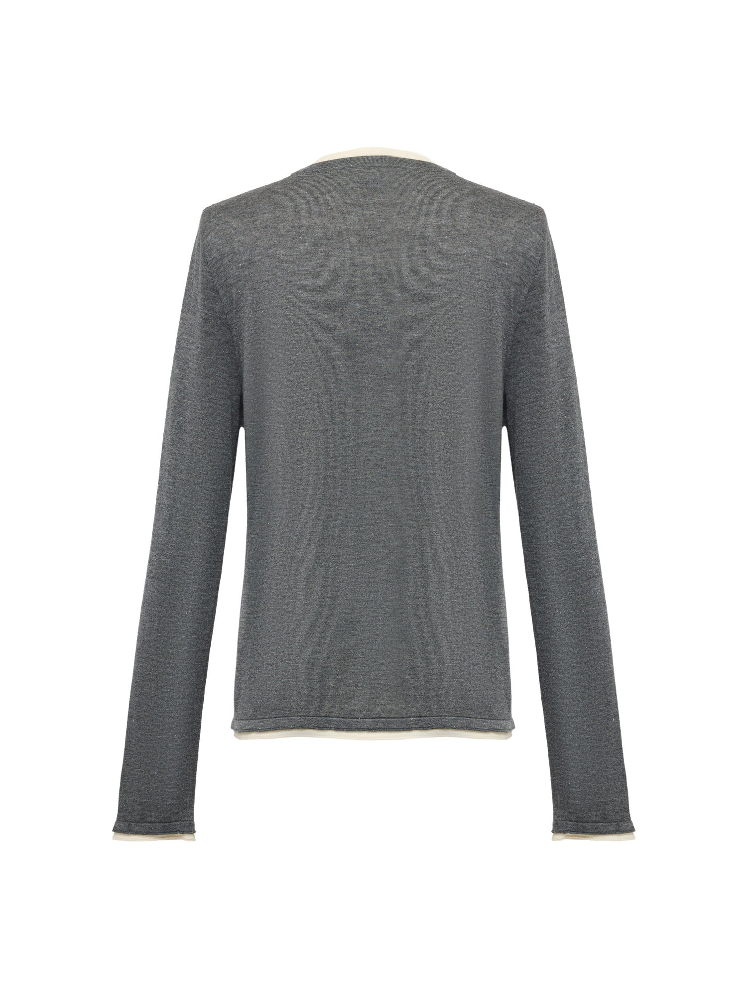 Slub Yarn Round Neck Knit Top | Grey