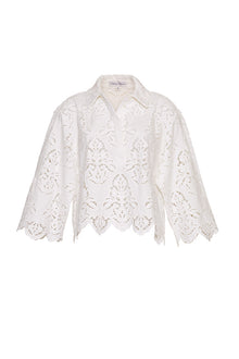 Erica Shirt | White Embroidered Eyelet