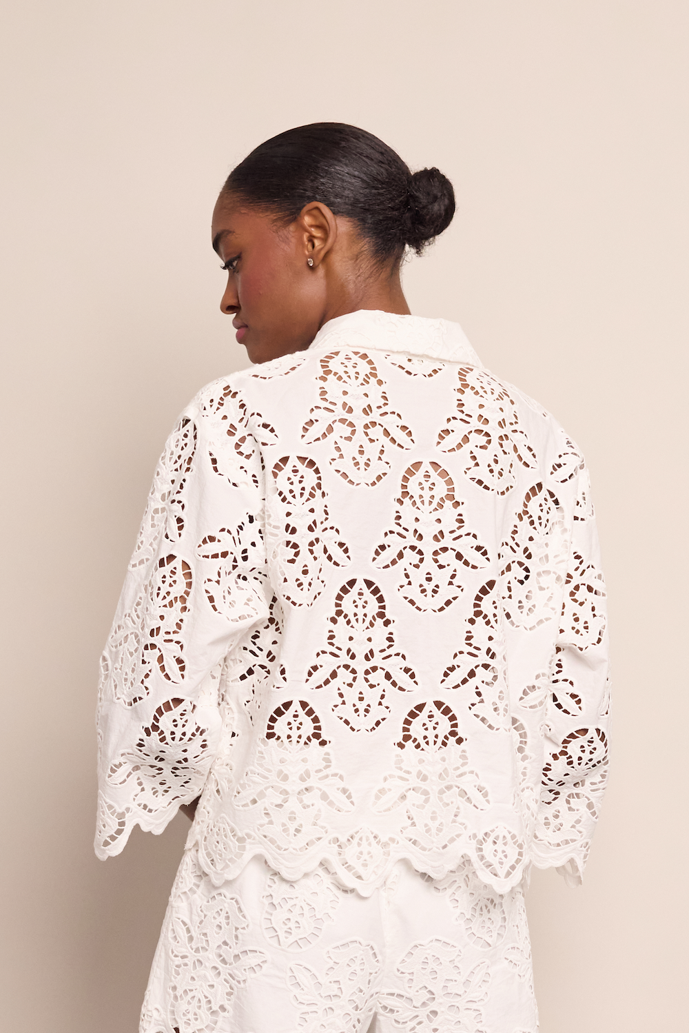 Erica Shirt | White Embroidered Eyelet