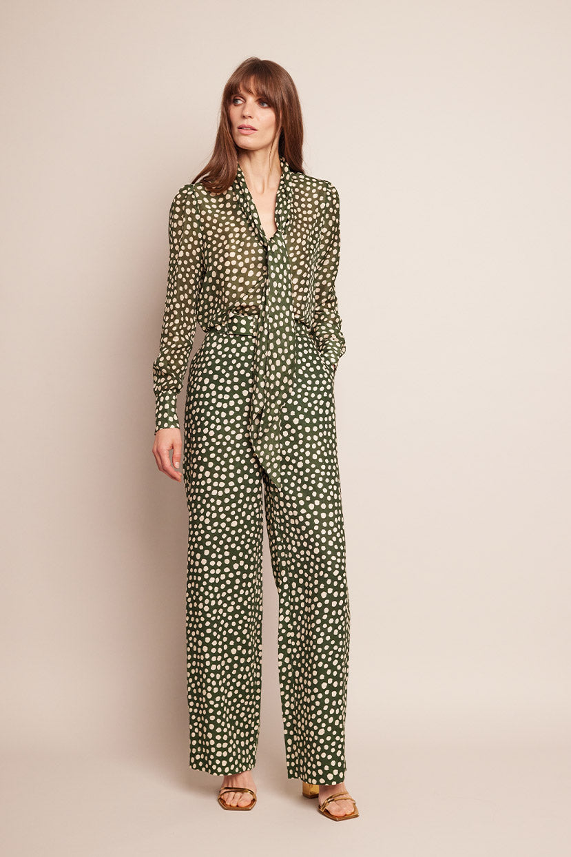 Mayflower Pants | Abstract Dot Green Turtledove