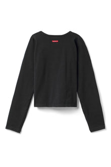 Women | Vintage Side Stripe Long Sleeve Scoop Neck Workout Tee | Black
