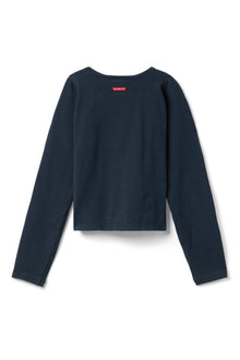 Women | Vintage Side Stripe Long Sleeve Scoop Neck Workout Tee | Past Midnight