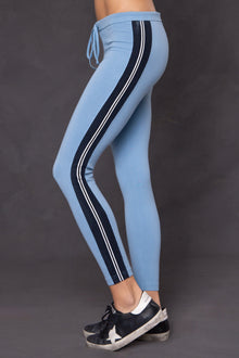 Women | Vintage Side Stripe Drawstring Legging | Sky