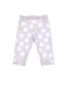 Girls | Daisy And Polka Dot Jersey Leggings | Wisteria