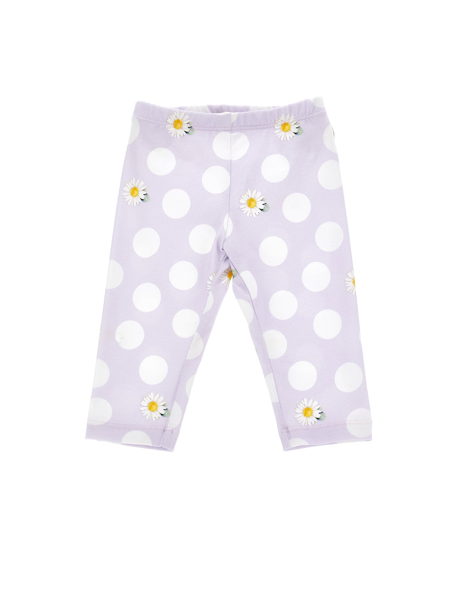 Girls | Daisy And Polka Dot Jersey Leggings | Wisteria