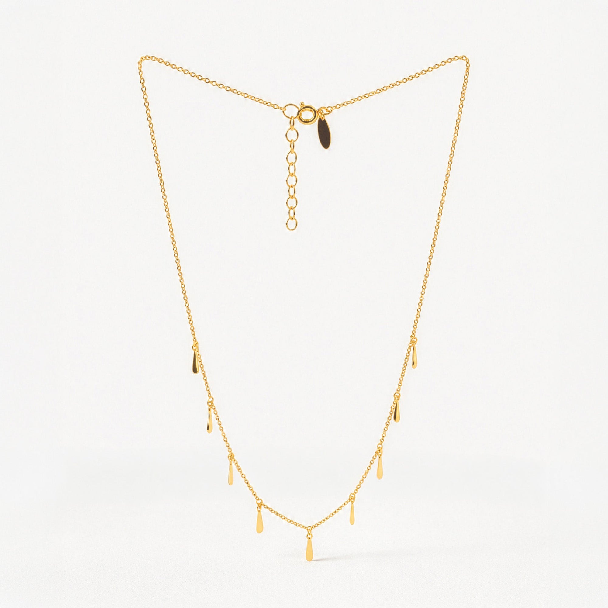 Drip Necklace | 18K Gold Plated on Sterling Silver | Black/Clear