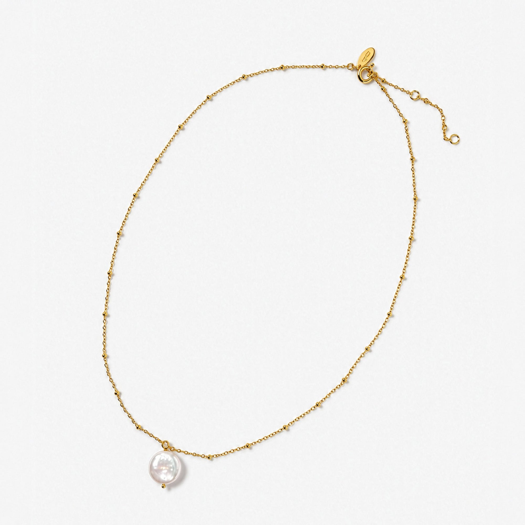 Solo Necklace | 18K Gold Plated on Sterling Silver | Freshwater Pearl