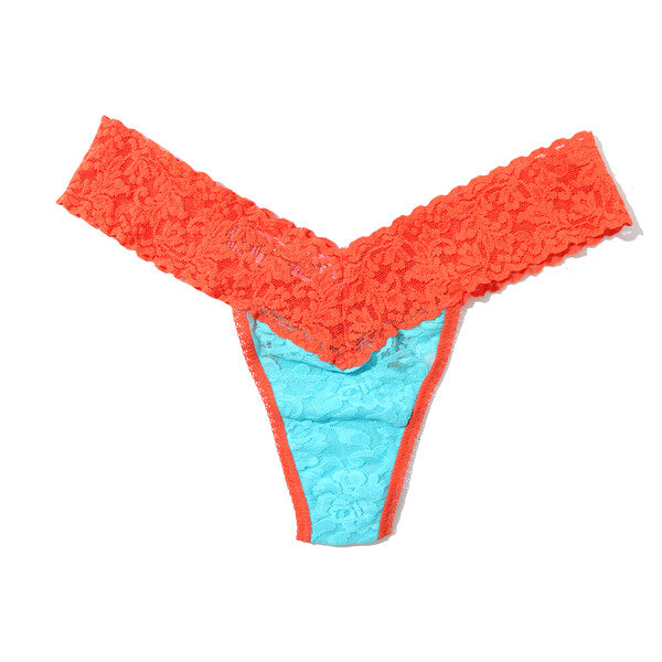 Signature Lace Low Rise Thong | Beau Blue/Orange Sparkle