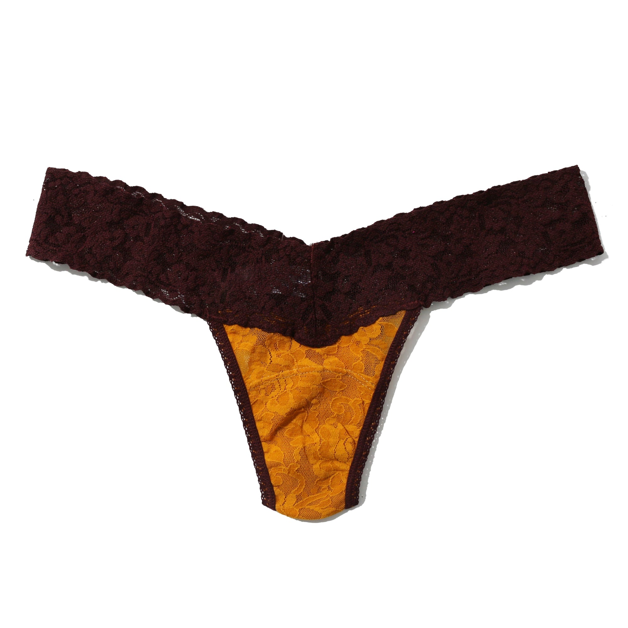Signature Lace Low Rise Thong | Spiced Amber/Hibiscus Rose