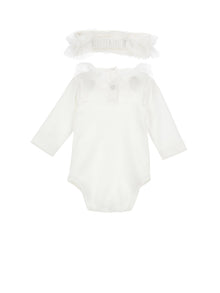 Girls | Cotton And Tulle Suit, Three Pieces | Cream