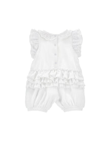 Girls | Sangallo Cotton Romper | White