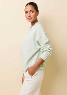 Reva Cotton Sweater Mint - Solid & Striped