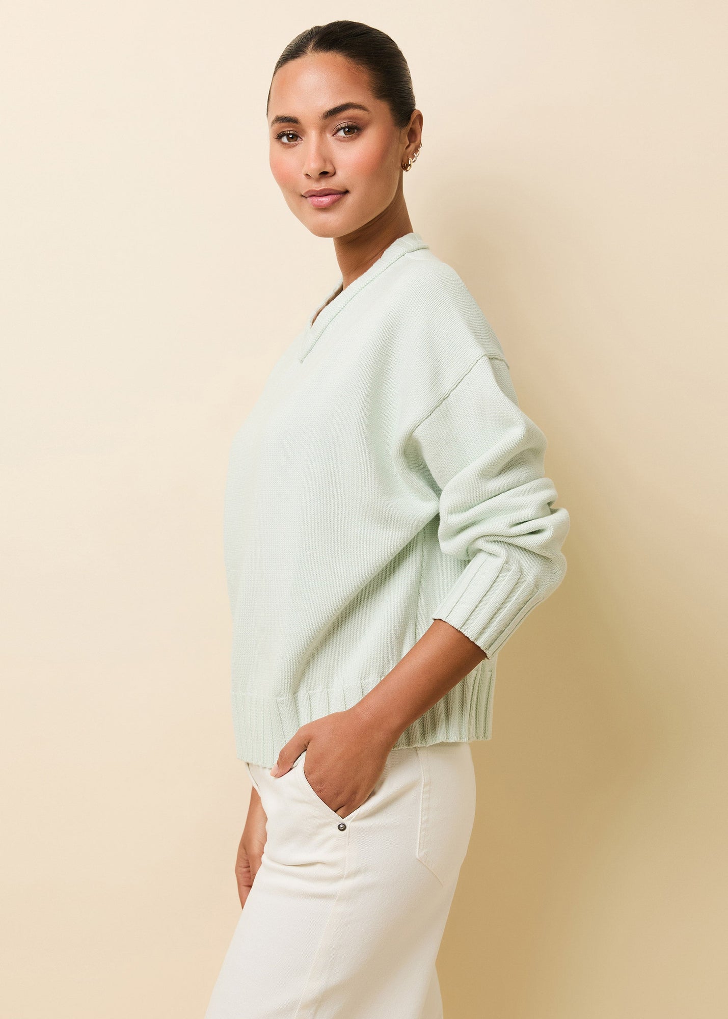 Reva Cotton Sweater Mint - Solid & Striped