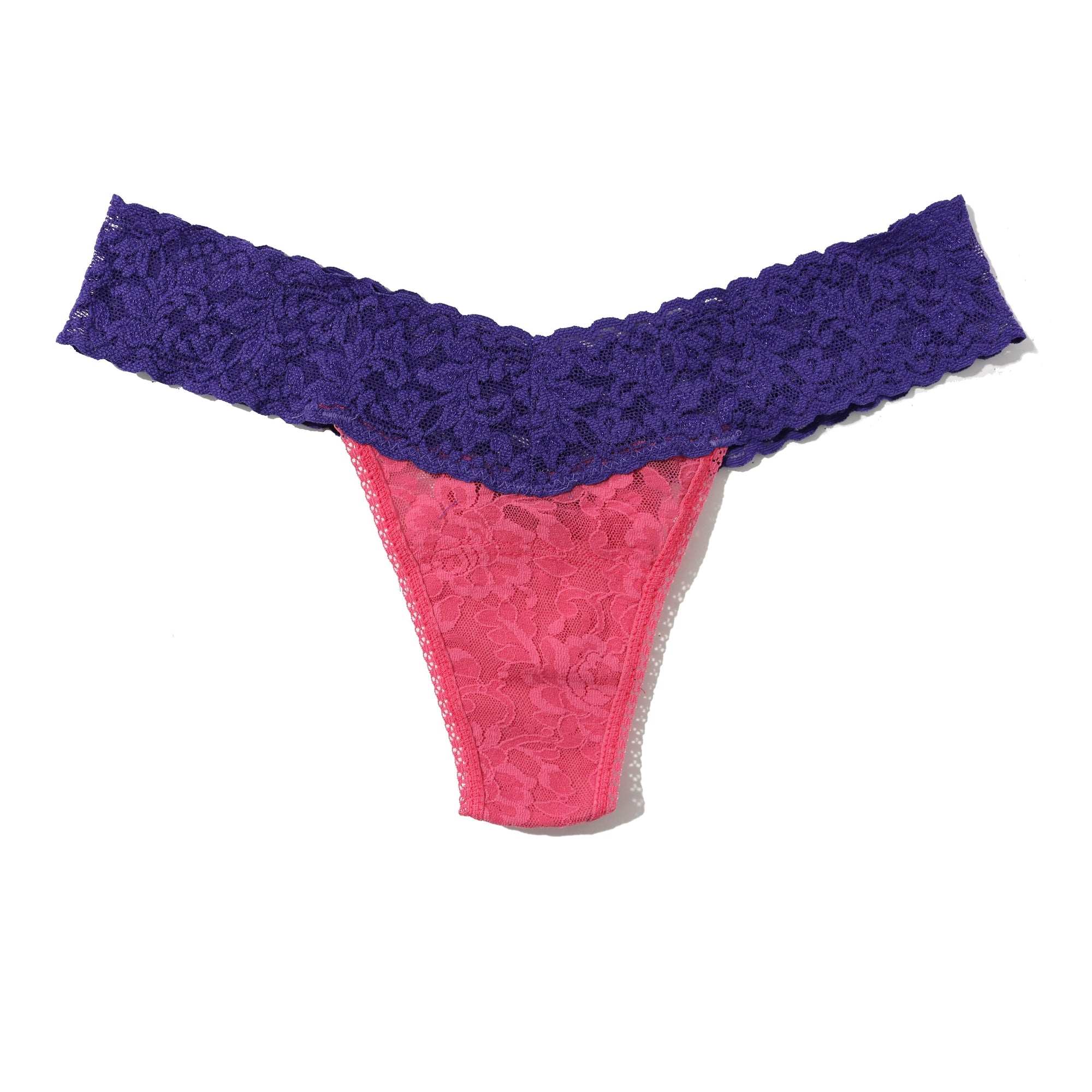Signature Lace Low Rise Thong | Sugar Rush Pink/Wild Violet