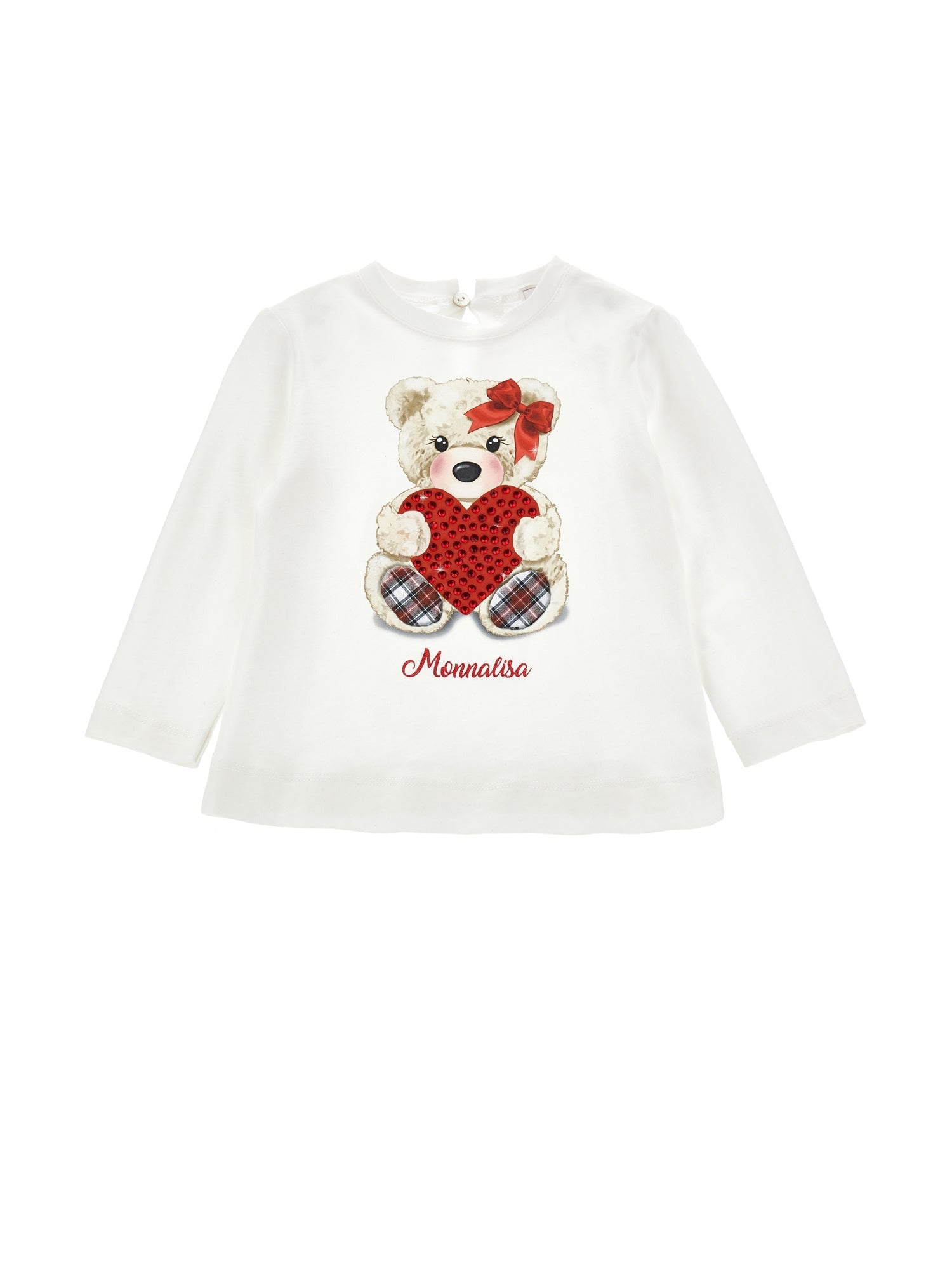 Girls | Rhinestone Teddy Bear T-Shirt | Cream