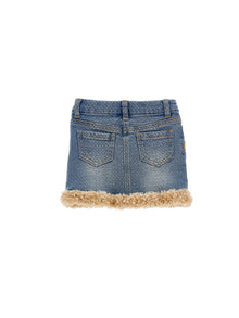 Girls | Jacquard Denim Skirt | Stone Denim Blue
