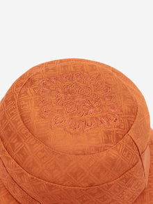 Chinese Style Silk Embroidered Bucket Hat | Rust