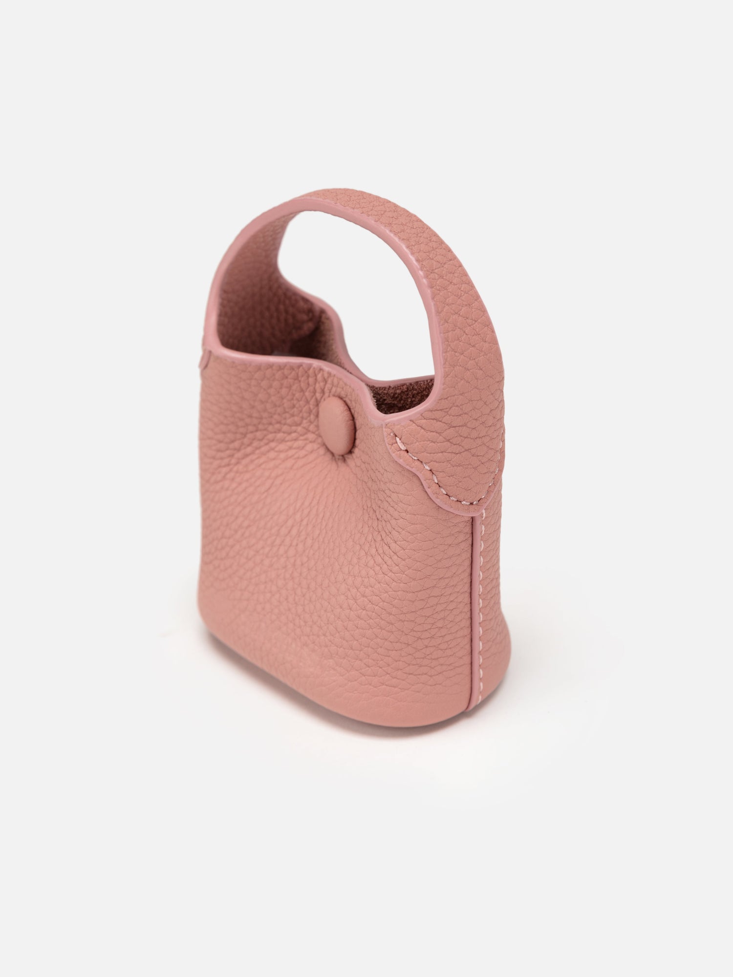 Leather Earphone Case Magnetic Snap Mini Bag Charm | Pink