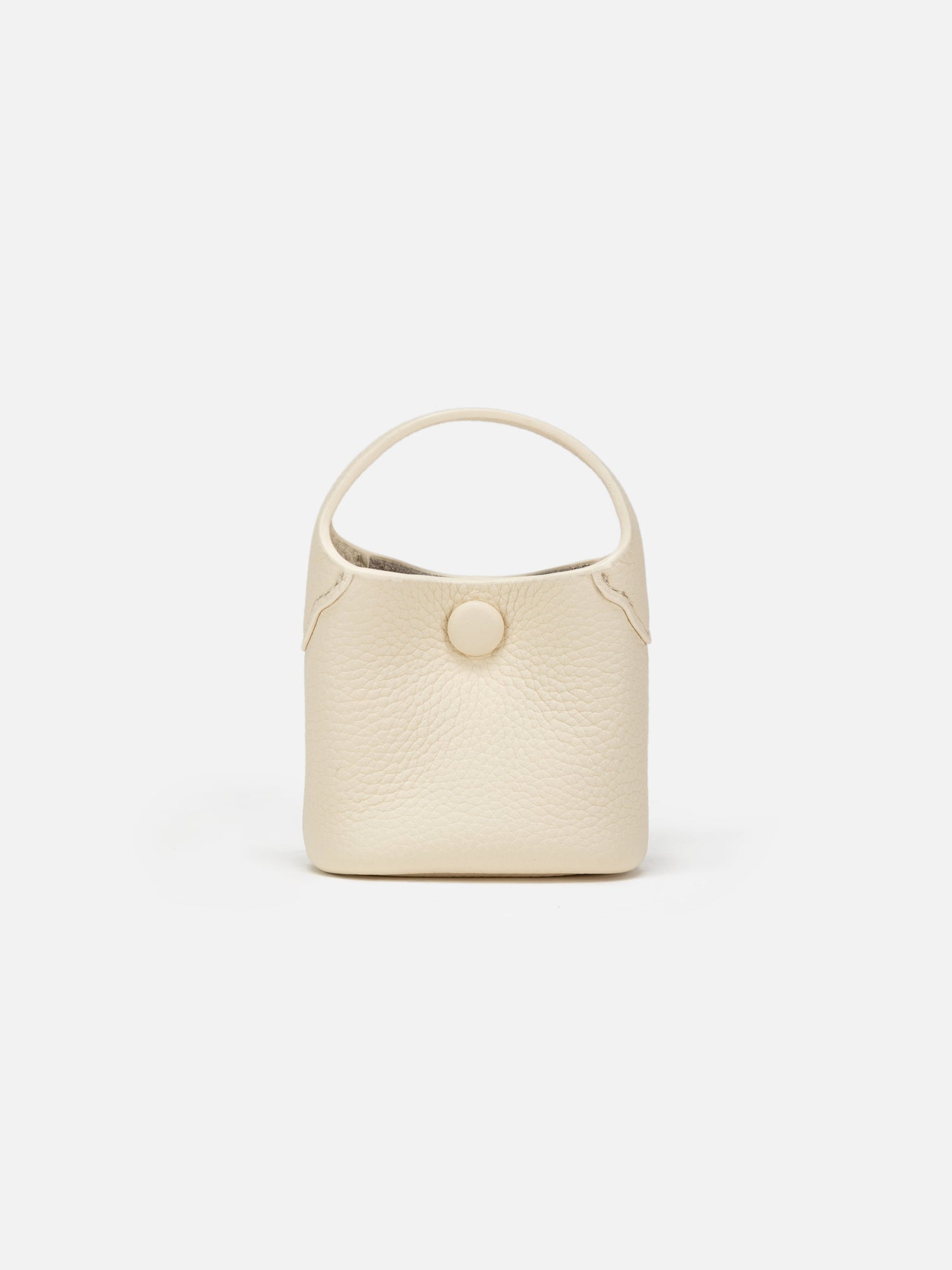 Leather Earphone Case Magnetic Snap Mini Bag Charm | White