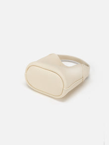 Leather Earphone Case Magnetic Snap Mini Bag Charm | White