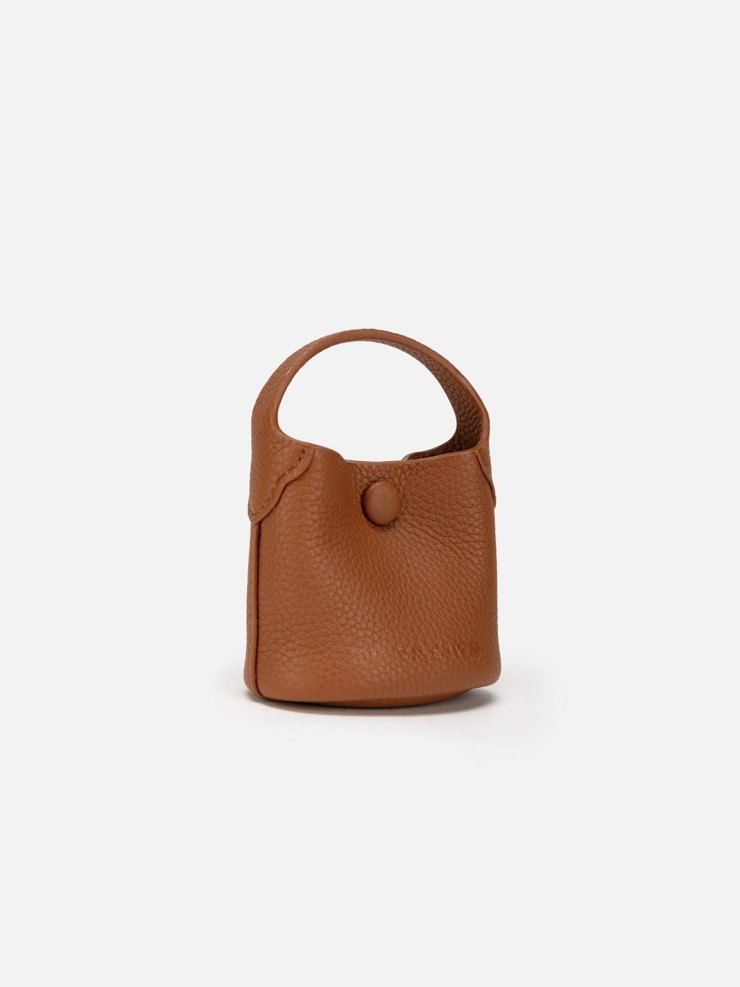 Leather Earphone Case Magnetic Snap Mini Bag Charm | Brown