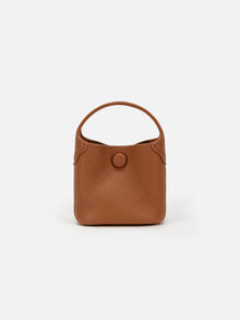 Leather Earphone Case Magnetic Snap Mini Bag Charm | Brown