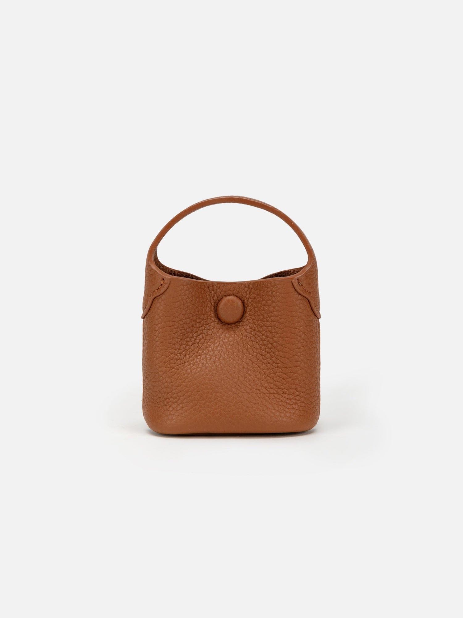 Leather Earphone Case Magnetic Snap Mini Bag Charm | Brown