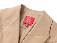 Wool-Silk Blend Cinched Waist Coat | Khaki