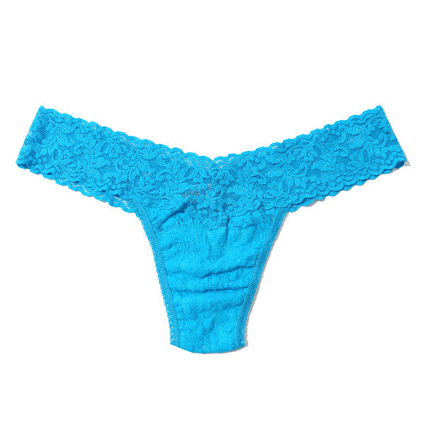 Signature Lace Low Rise Thong | Ocean Eyes Blue