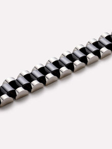 Rhodium Plated Stainless Steel Black Ceramic Watchband Watch Strap Statement Chain Bracelets For Women Ana Luisa Ora Silver Ceramic