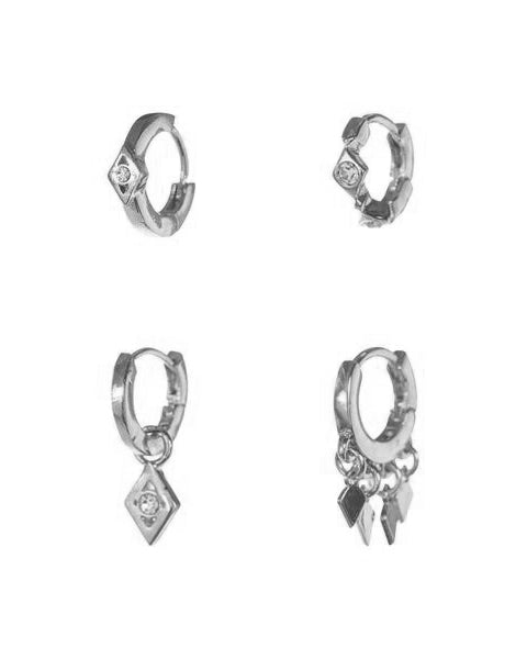 Evil Eye Hoop Huggies  | Silver