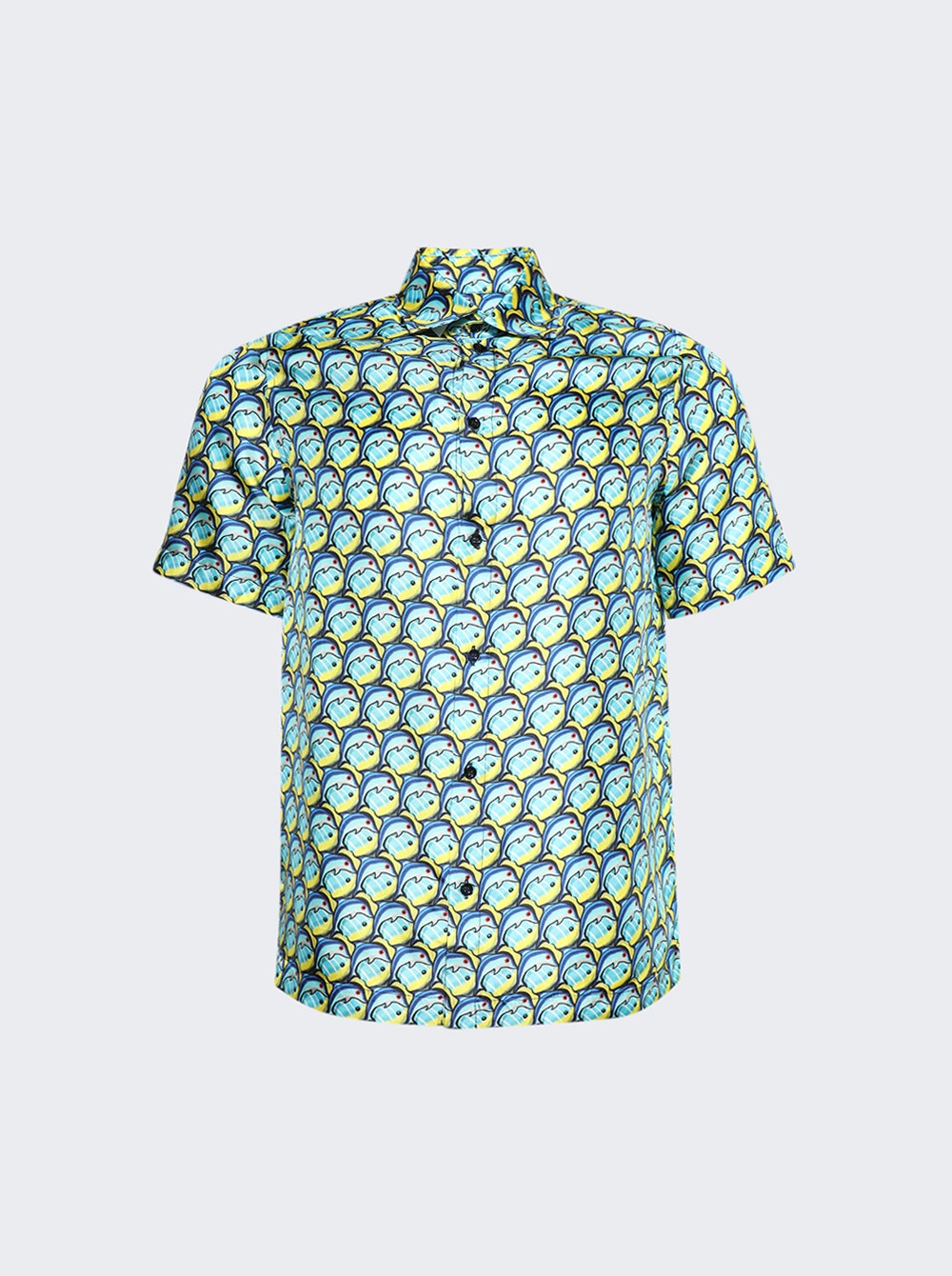Men | Botter | Classic Short Sleeve Shirt | Blue Fish Silk