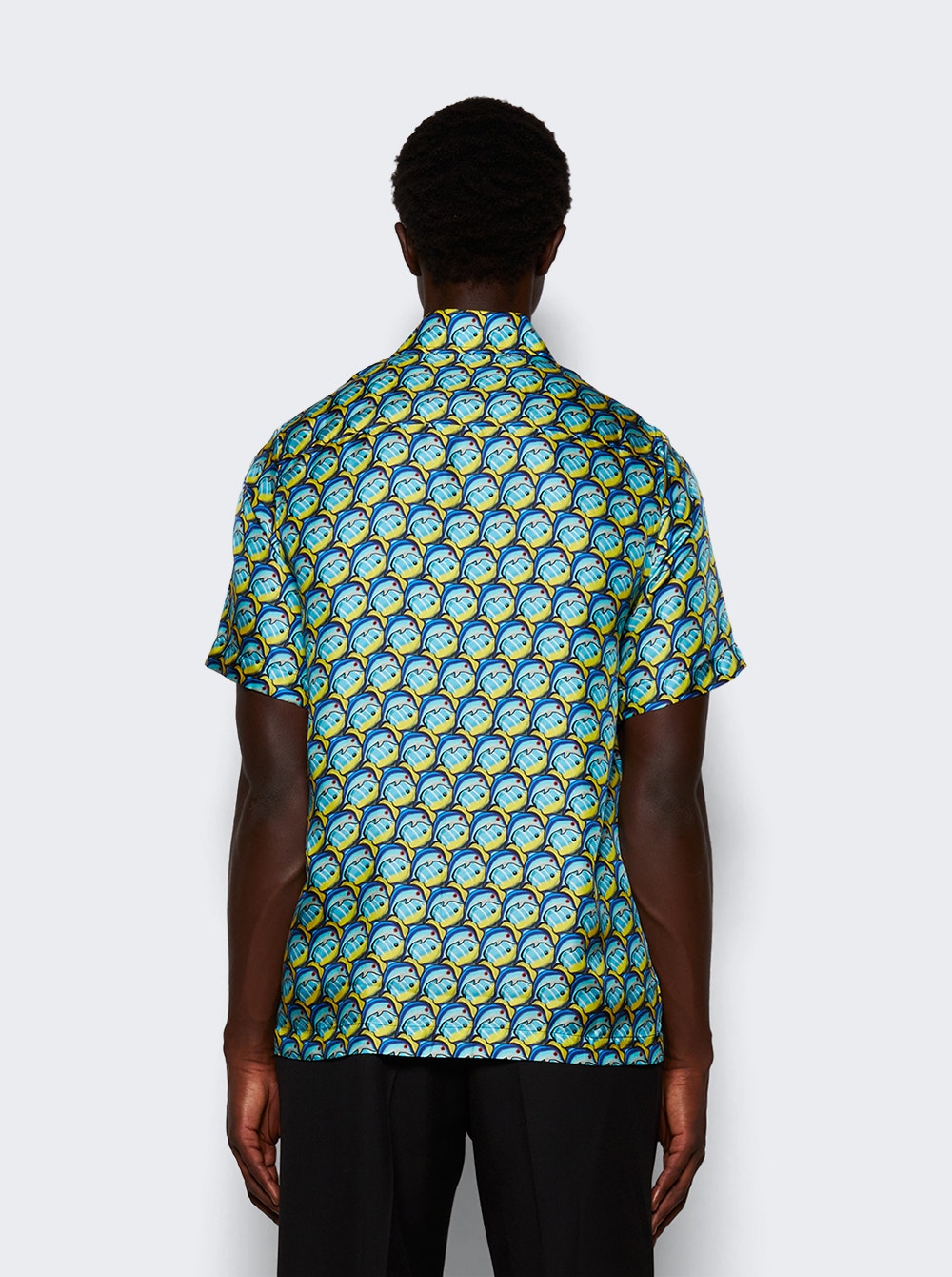 Men | Botter | Classic Short Sleeve Shirt | Blue Fish Silk