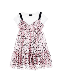 Girls | Georgette Slip Dress With T-Shirt | FairyTale Pink/Black