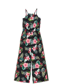 Girls | Jungle Print Jumpsuit | Black