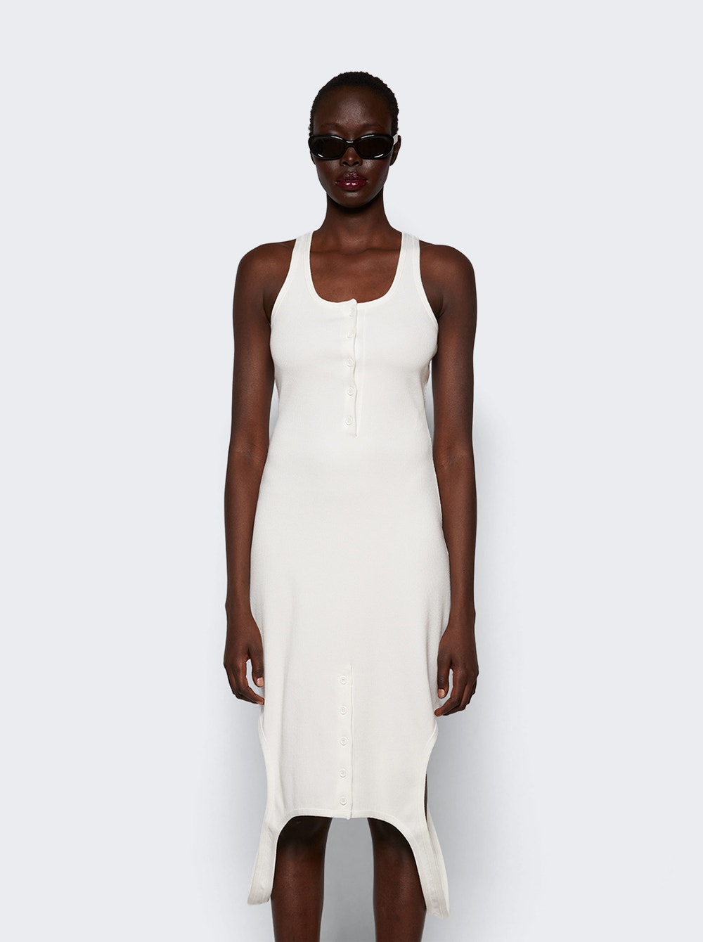 Women | Courrèges | Reversed Rib Knit Long Dress Heritage White