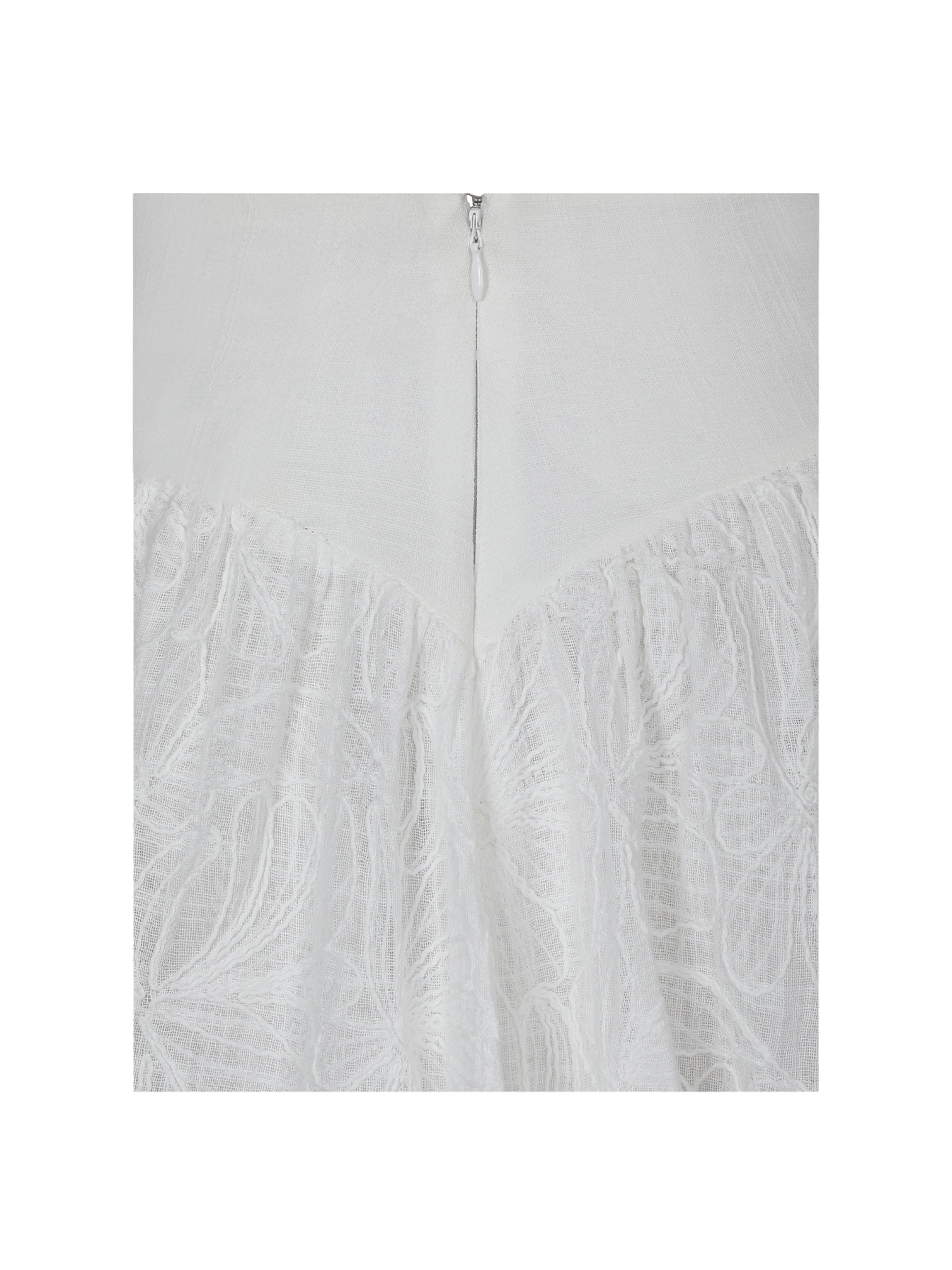Quisha Embroidered Cotton Gauze Gathered A-Line Mini Skirt | White
